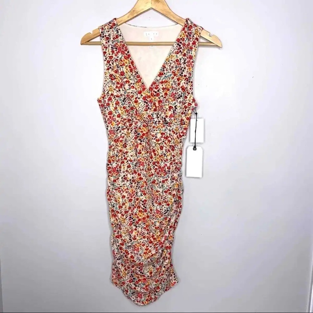 NWT⛱️Leith - Cream Floral Ruched Mini Dress - XL